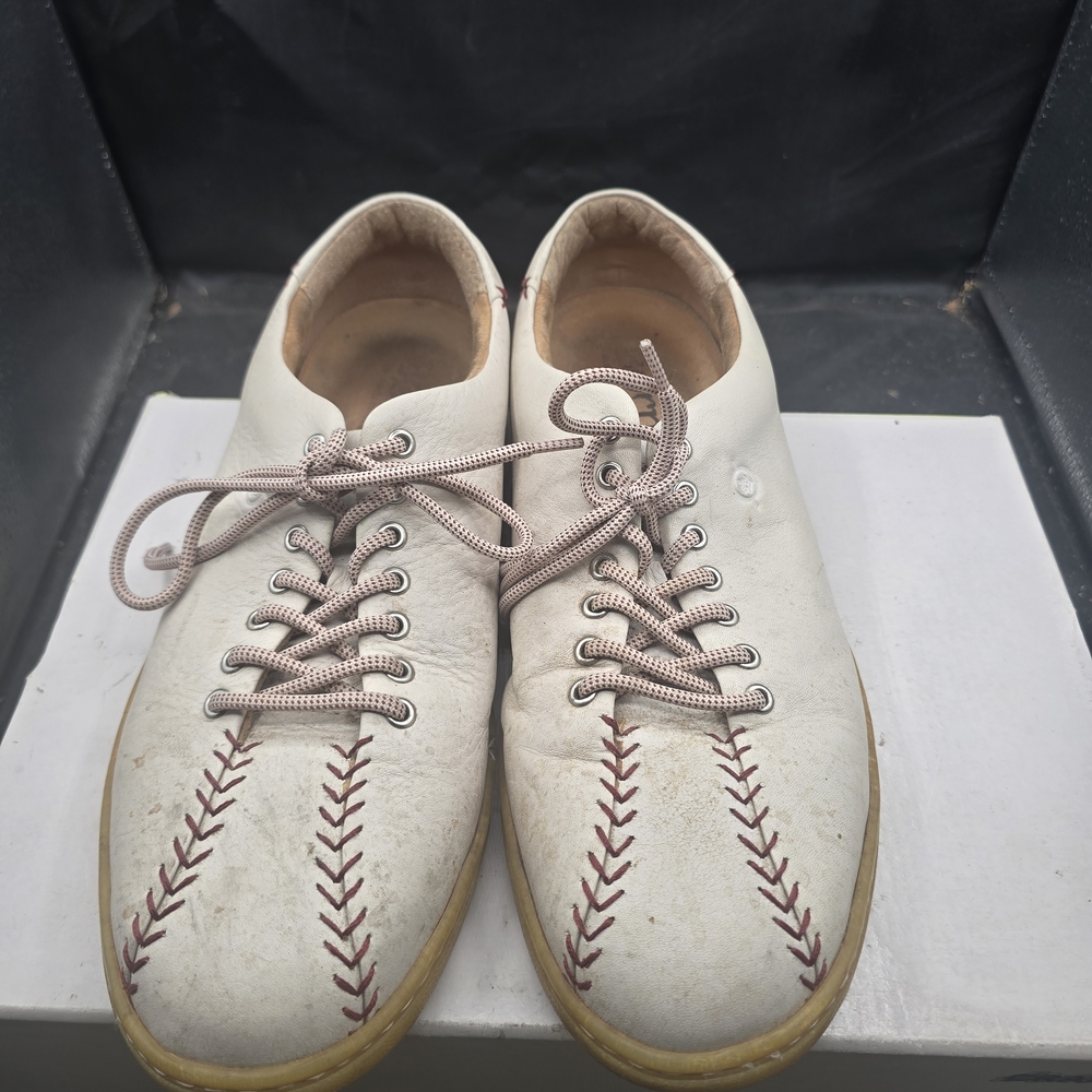 Born White Sneakers with Red Stitching